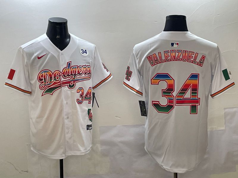 Men Los Angeles Dodgers #34 Valenzuela White Fashion Game 2025 Nike MLB Jersey style 3121->detroit tigers->MLB Jersey